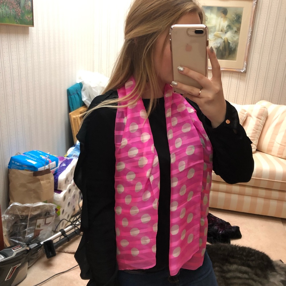 pink polka dot scarf